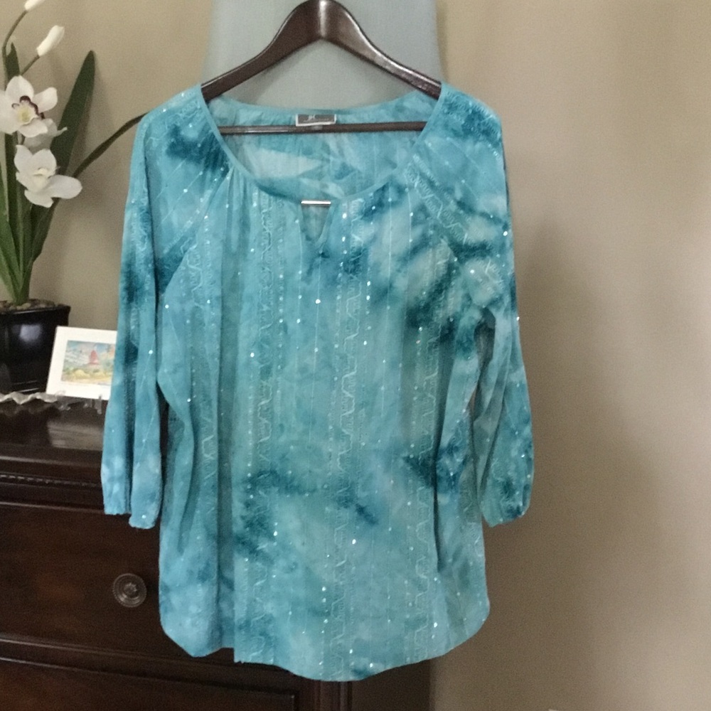 JM Collection Teal Women's Blouse